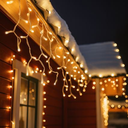 LED Outdoor Christmas curtain 360xLED/8 functions 15m IP44 warm white