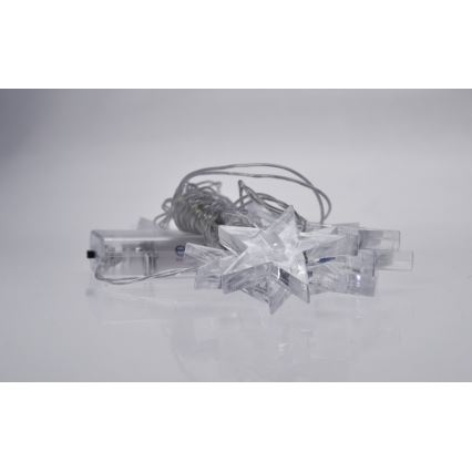 LED Christmas chain 2,5 m 10xLED/2xAA stars white light