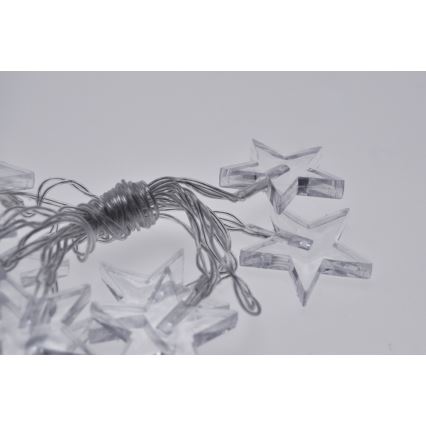 LED Christmas chain 2,5 m 10xLED/2xAA stars white light