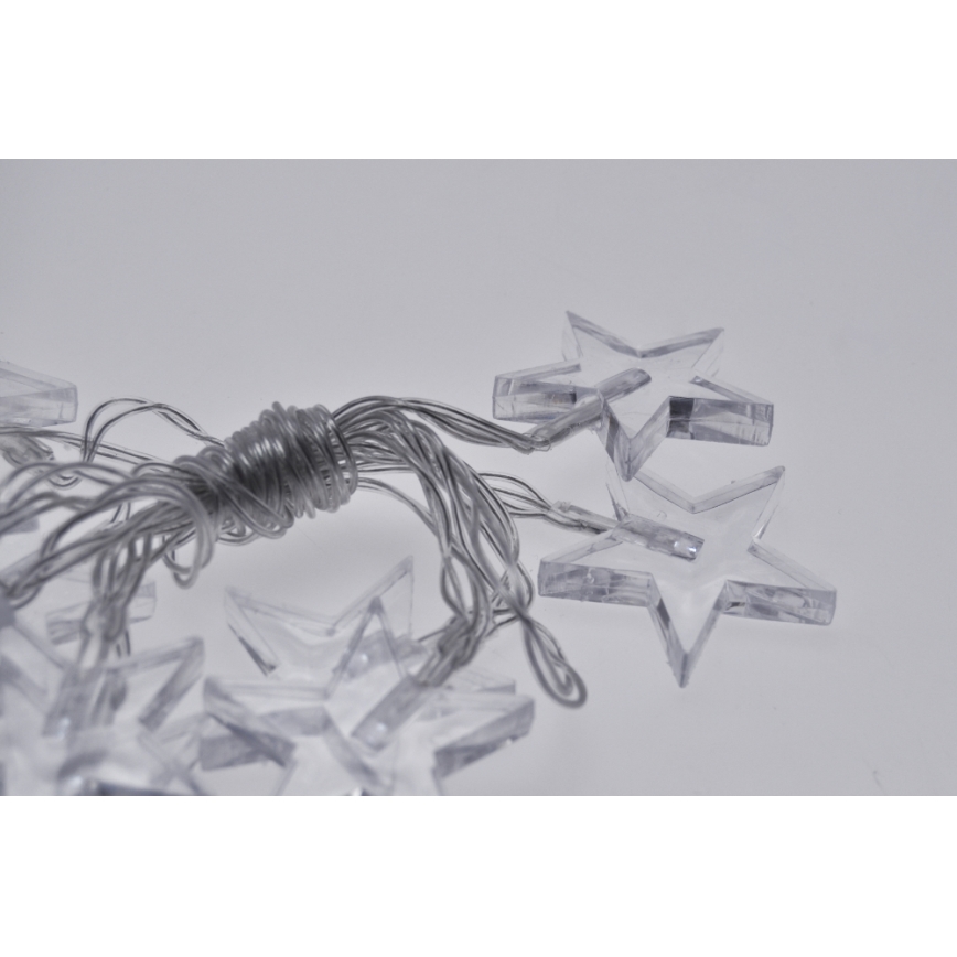LED Christmas chain 2,5 m 10xLED/2xAA stars white light