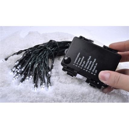 LED Christmas outdoor chain 50xLED/3xAA cold white