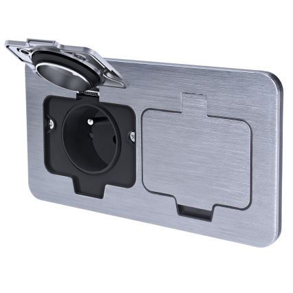 Outdoor built-in floor double socket IP55 angular