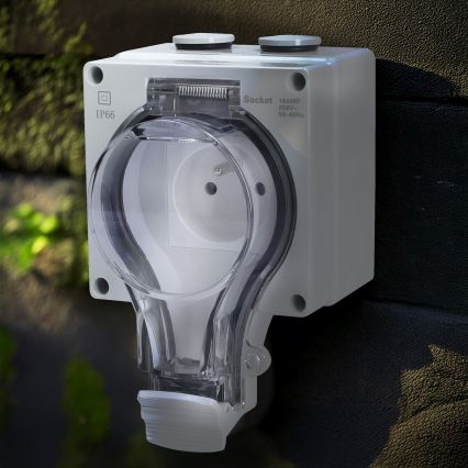 Weatherproof socket for damp environments 230V/16A IP66