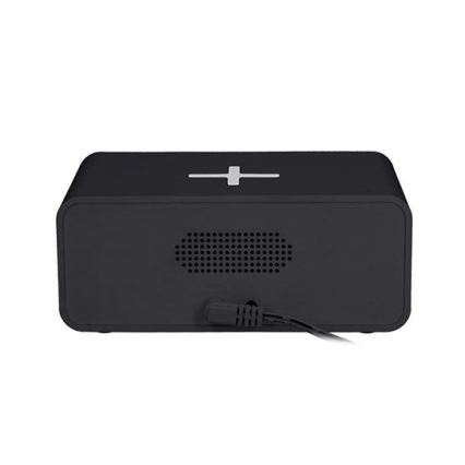 Digital Clock with Built-in Qi Wireless Charger, 230V/CR2032, Black