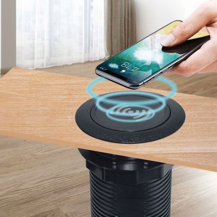 Built-in wireless charger + USB A+C black