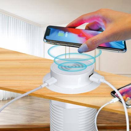 Built-in wireless charger + USB A+C white