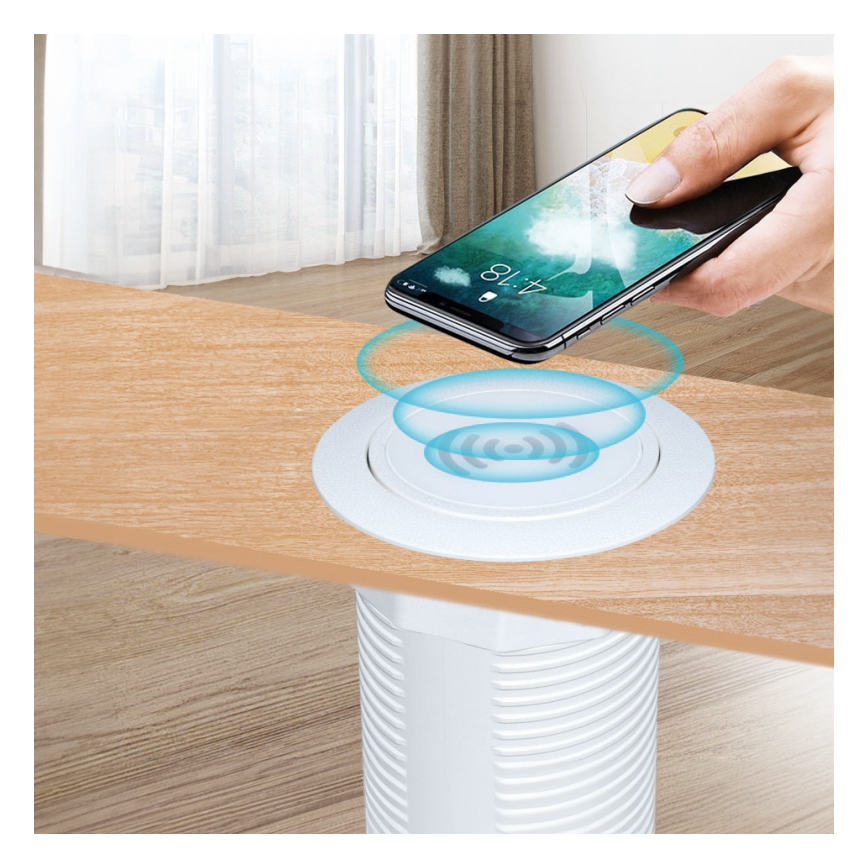 Built-in wireless charger + USB A+C white