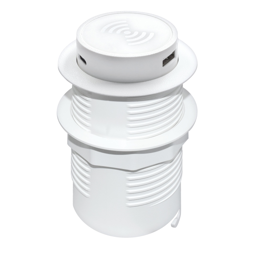 Built-in wireless charger + USB A+C white