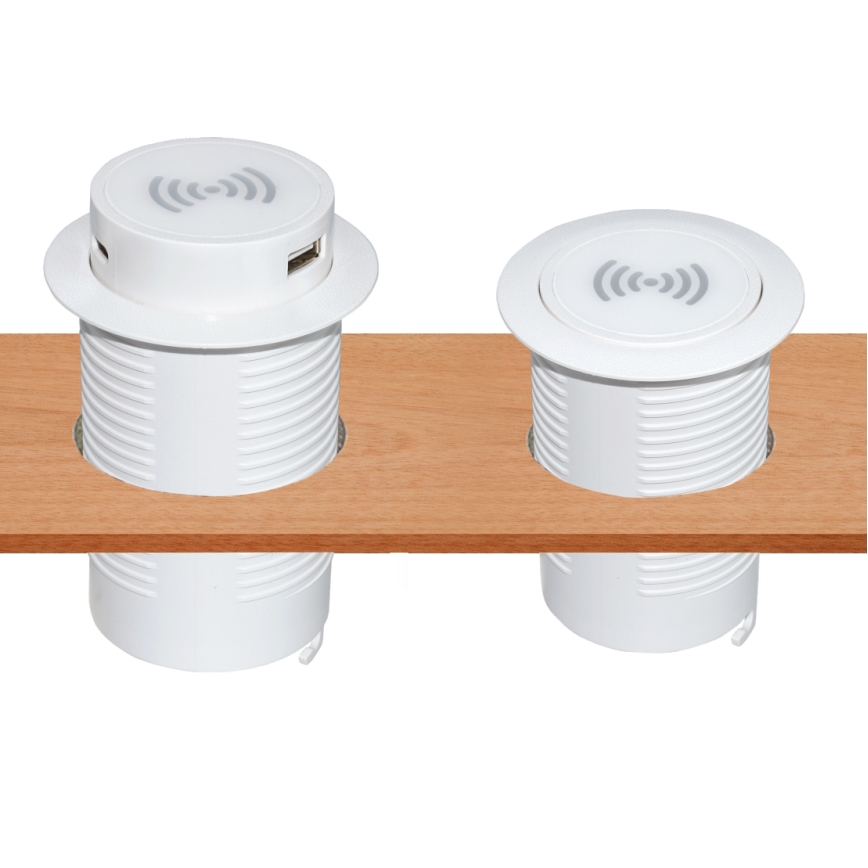 Built-in wireless charger + USB A+C white