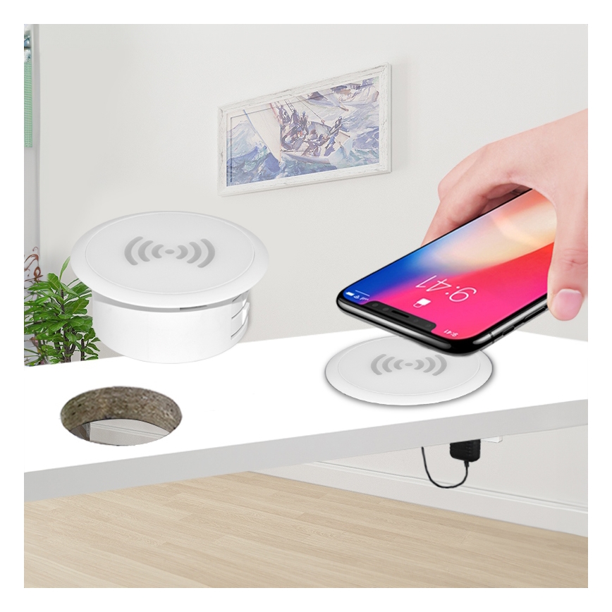 Built-in wireless charger white