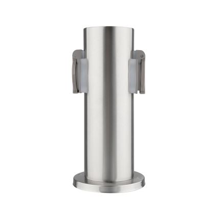 Outdoor socket column 2Z 230V IP44 matte chrome round