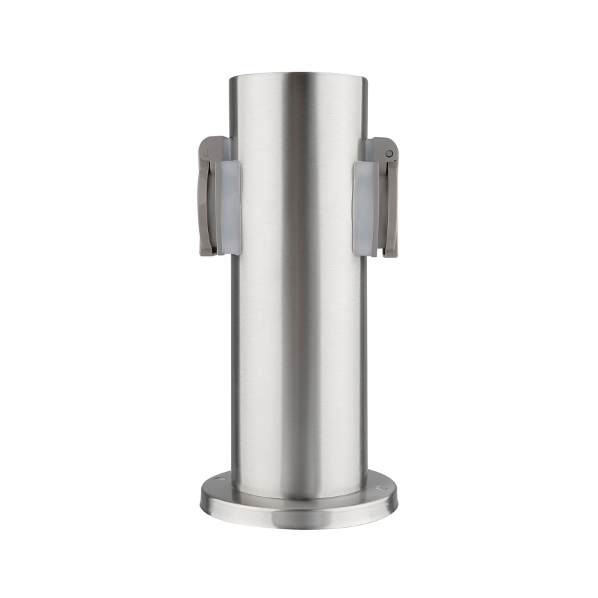 Outdoor socket column 2Z 230V IP44 matte chrome round