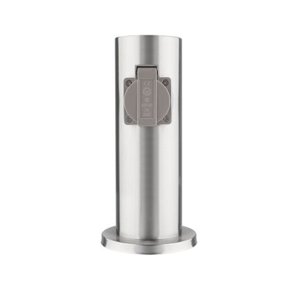 Outdoor socket column 2Z 230V IP44 matte chrome round