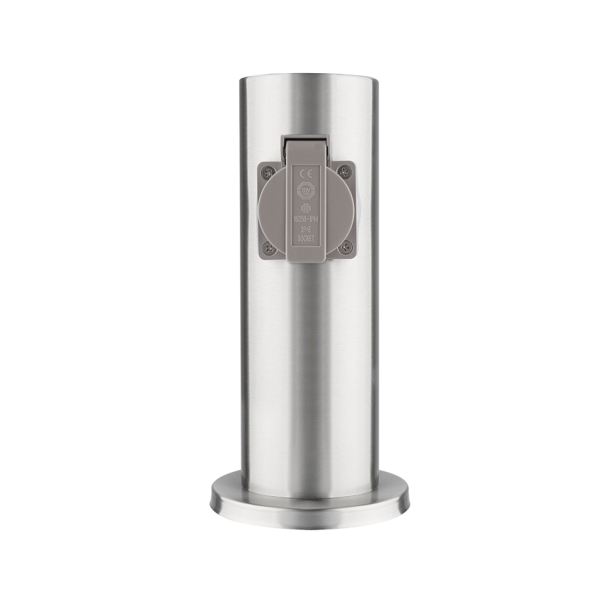 Outdoor socket column 2Z 230V IP44 matte chrome round