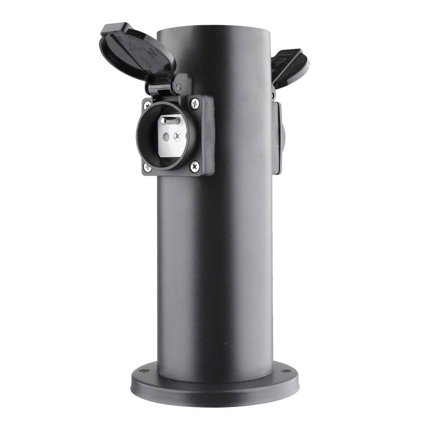 Outdoor socket column 2Z 230V IP44 black round