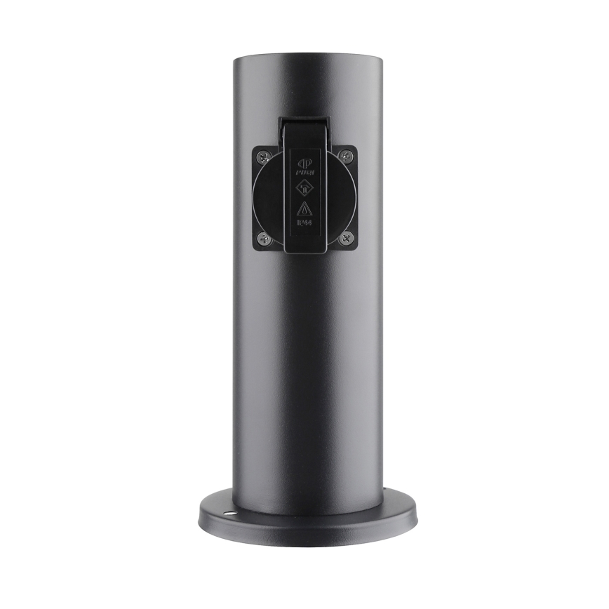 Outdoor socket column 2Z 230V IP44 black round