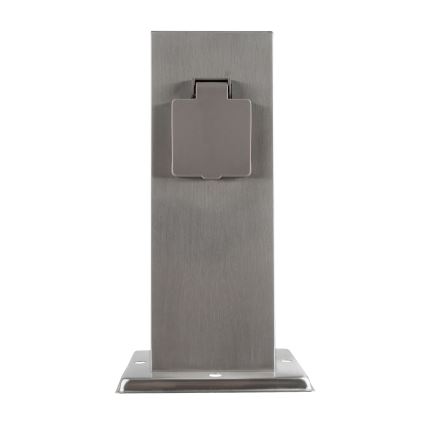 Outdoor socket column 2Z 230V IP44 matte chrome angular