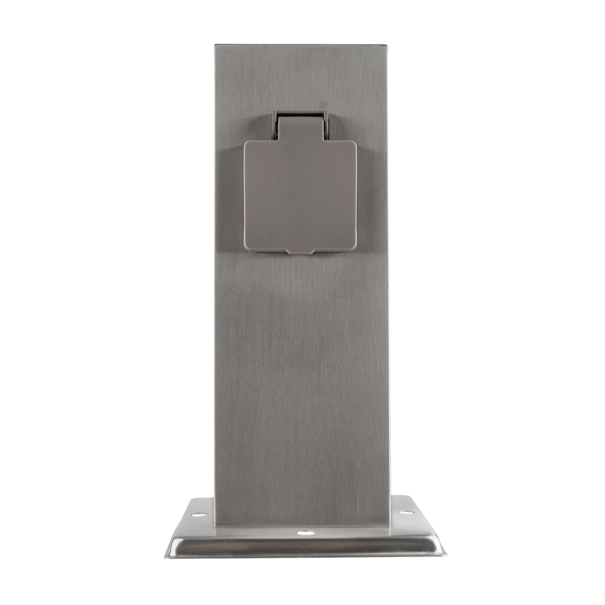 Outdoor socket column 2Z 230V IP44 matte chrome angular