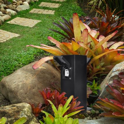 Outdoor socket column 2Z 230V IP44 black angular