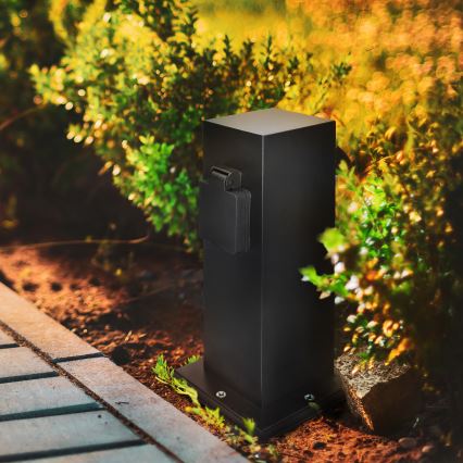 Outdoor socket column 2Z 230V IP44 black angular