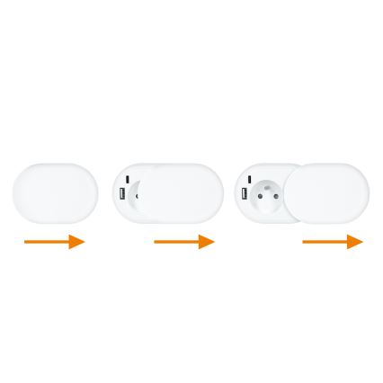 Flush-mounted outlet 20 W, 1 socket + USB-A & USB-C, white