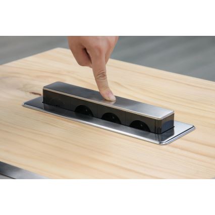 Desk-mounted power column for tabletops — 3×230 V sockets + USB-A + USB-C