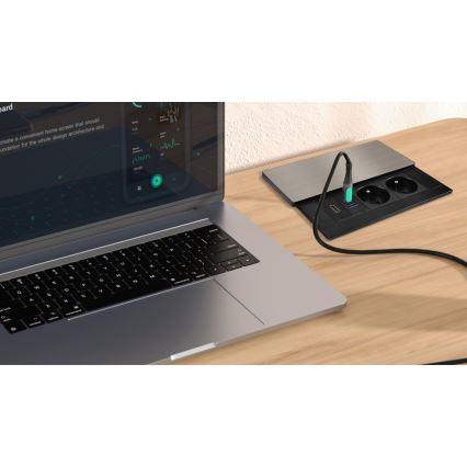 Built-in outlet 20W 2-socket + USB-A + USB-C + HDMI