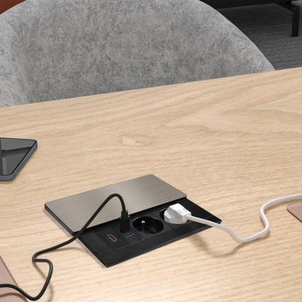 Built-in outlet 20W 2-socket + USB-A + USB-C + HDMI