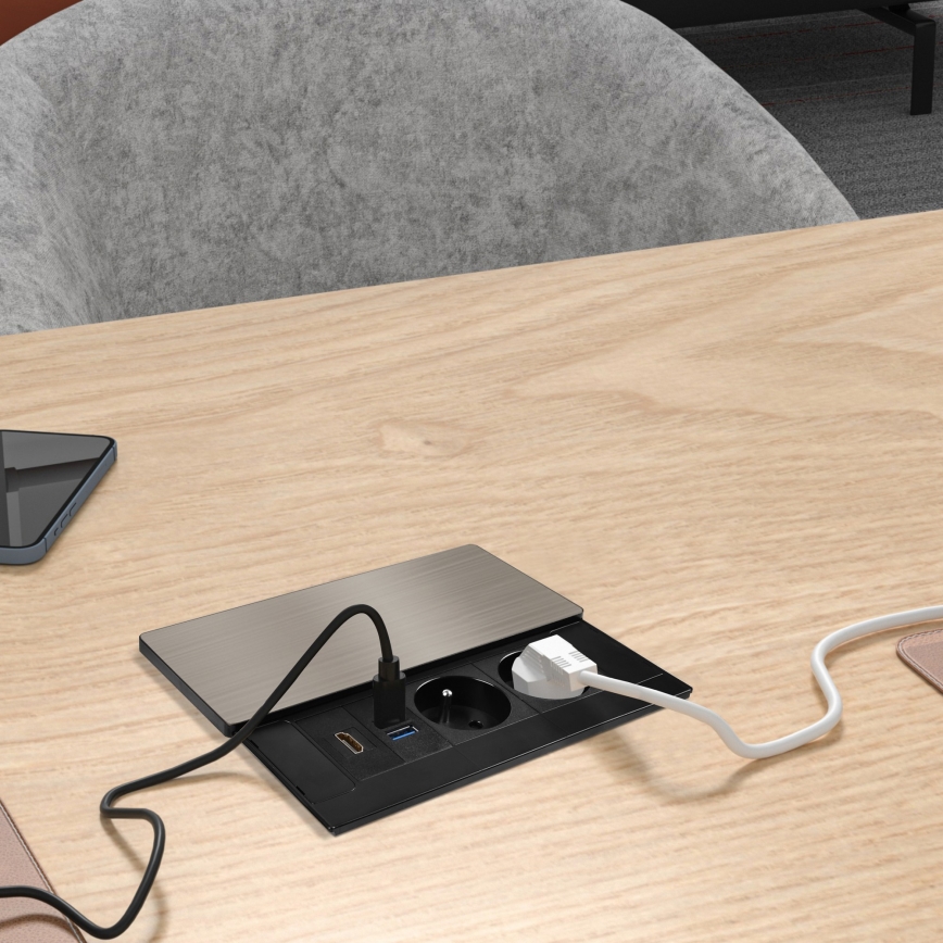 Built-in outlet 20W 2-socket + USB-A + USB-C + HDMI