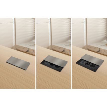 Built-in 65W power outlet with 2 AC sockets + USB-A + USB-C