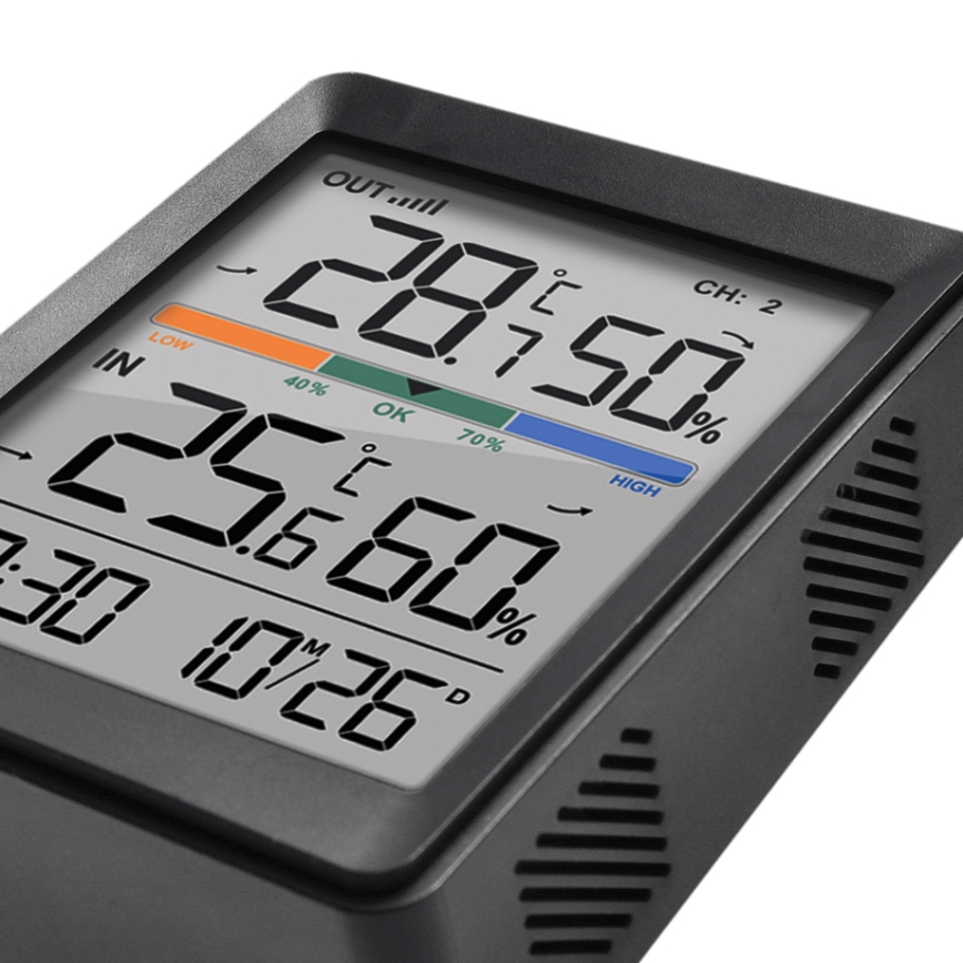 Weather station with alarm clock 2xAAA + 2xAAA black