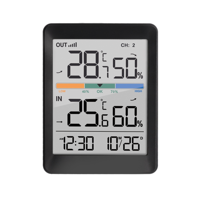 Weather station with alarm clock 2xAAA + 2xAAA black
