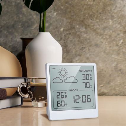 Digital thermometer 5V/2xAAA + 2xAAA white