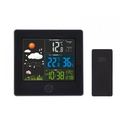 Weather station with LCD display 230V/2xAAA + 2xAAA black