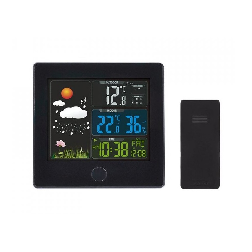 Weather station with LCD display 230V/2xAAA + 2xAAA black