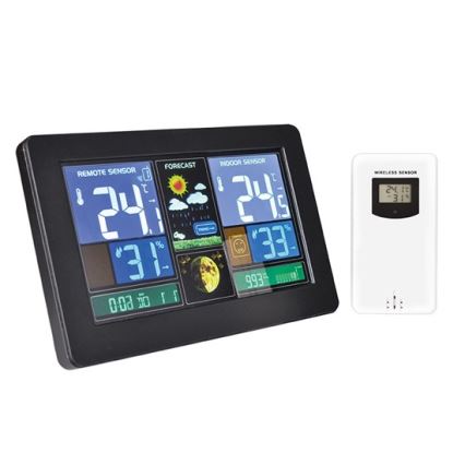 Weather station with LCD display USB charging black