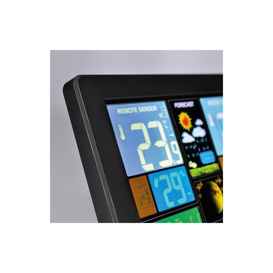 Weather station with LCD display USB charging black