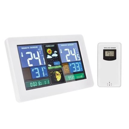 Weather station with LCD display USB charging white
