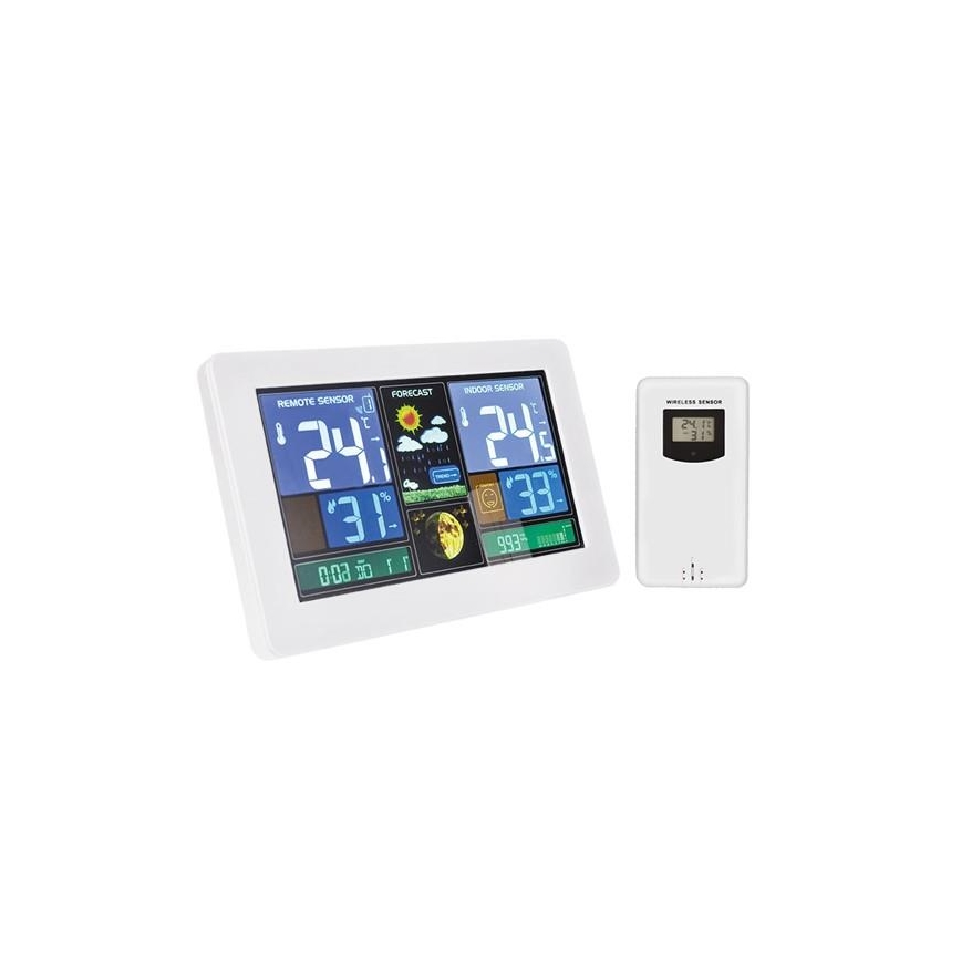Weather station with LCD display USB charging white