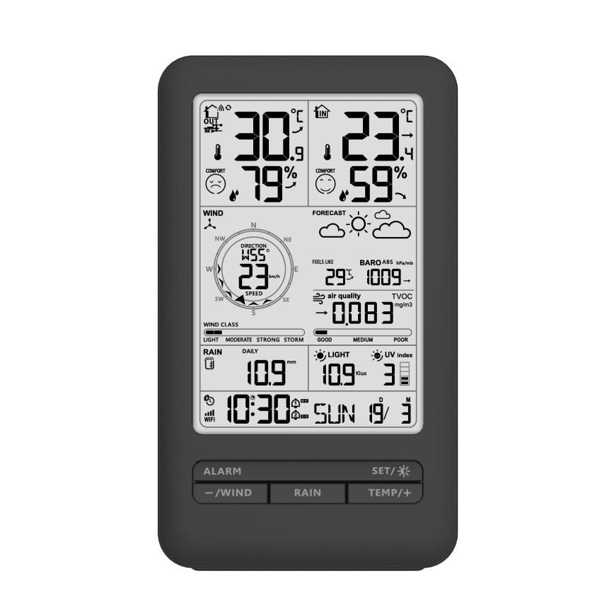 Professional weather station with LCD display 2xAA Wi-Fi Tuya