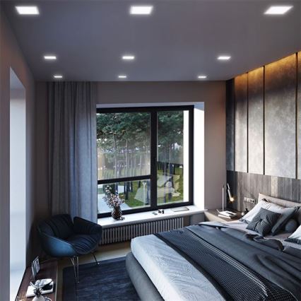 LED recessed ceiling light, 24W, 230V, 3000/4000/6000K, 30x30 cm, white