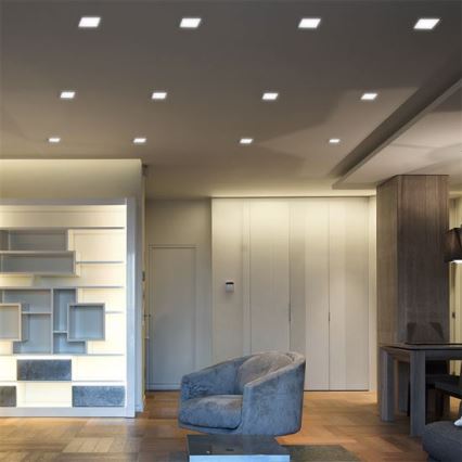 LED recessed ceiling light, 24W, 230V, 3000/4000/6000K, 30x30 cm, white