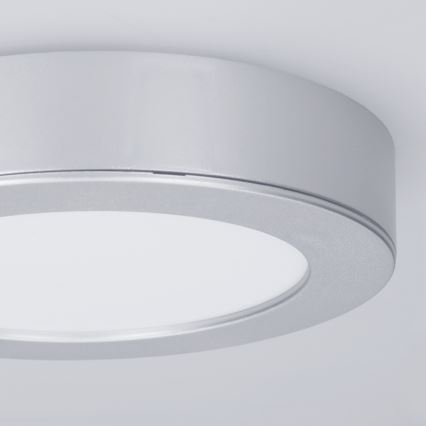 2-in-1 LED surface/recessed panel, 12W, 230V, selectable CCT (3000/4000/6000K), Ø17 cm, IP54, silver