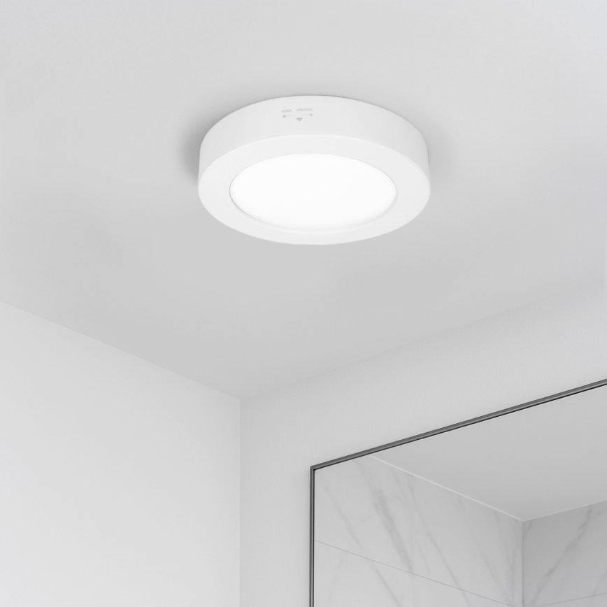 LED 2-in-1 surface-mounted/recessed panel, 12W/230V, selectable 3000/4000/6000K, Ø17cm, IP54, white