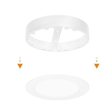 LED 2-in-1 surface-mounted/recessed panel, 12W/230V, selectable 3000/4000/6000K, Ø17cm, IP54, white