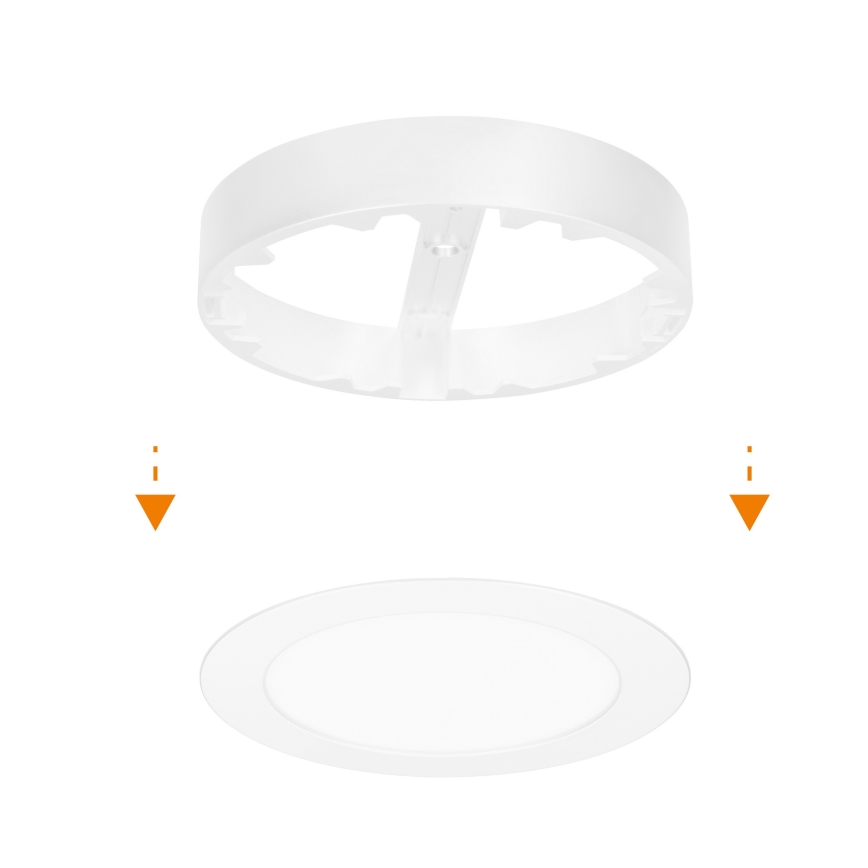 LED 2-in-1 surface-mounted/recessed panel, 12W/230V, selectable 3000/4000/6000K, Ø17cm, IP54, white