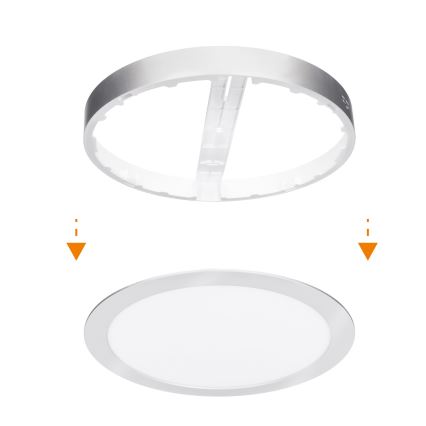 LED 2-in-1 Surface/Recessed Panel 18W/230V 3000/4000/6000K dia. 22,5 cm IP54 Silver
