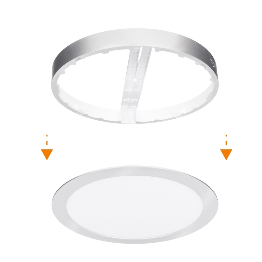 LED 2-in-1 Surface/Recessed Panel 18W/230V 3000/4000/6000K dia. 22,5 cm IP54 Silver