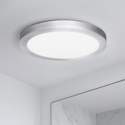 LED 2-in-1 Surface-mounted/Recessed Panel 24W/230V 3000/4000/6000K Ø 30 cm IP54 Silver