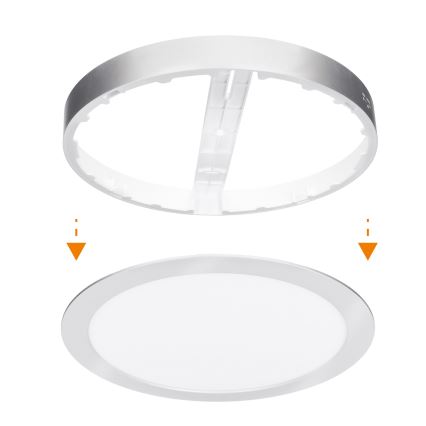 LED 2-in-1 Surface-mounted/Recessed Panel 24W/230V 3000/4000/6000K Ø 30 cm IP54 Silver